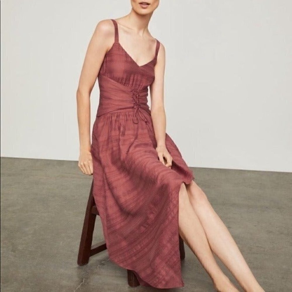 - BCBGMaxAzaria Lace-up Dress XS lagenlook boho casual brown Y2K
